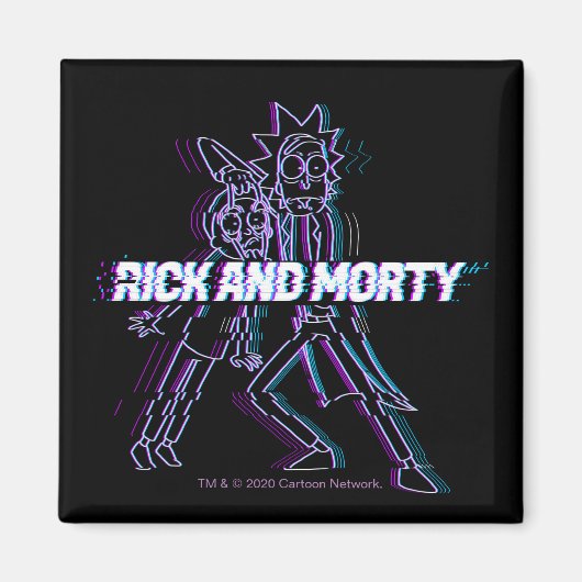 RICK EN MORTY™ | Glitched Rick en Morty Magneet (Voorkant)