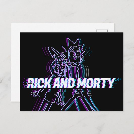RICK EN MORTY™ | Glitched Rick en Morty Uitnodiging Briefkaart (Voorkant / Achterkant)