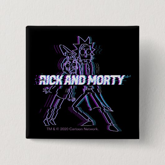 RICK EN MORTY™ | Glitched Rick en Morty Vierkante Button 5,1 Cm (Voorkant)