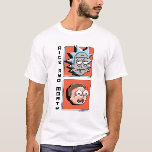 RICK EN MORTY™ | Grafisch pixelververbeeld paneel T-shirt (Voorkant)