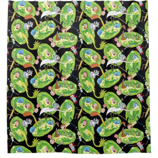 RICK EN MORTY™ | Het Portals Patroon doorlopen Douchegordijn (Voorkant)