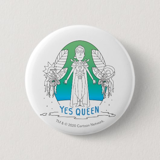 RICK EN MORTY™ | Ja Queen Ronde Button 5,7 Cm (Voorkant)