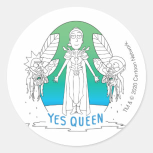 RICK EN MORTY™   Ja Queen Ronde Sticker