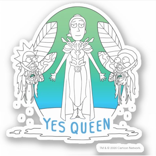 RICK EN MORTY™ | Ja Queen Sticker (Voorkant)