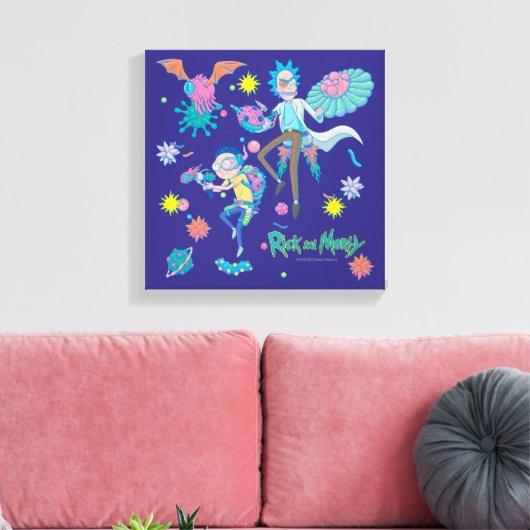 RICK EN MORTY™ | Onder geïnfecteerd celpatroon Canvas Afdruk (Insitu (Woonkamer))