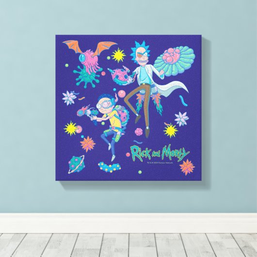 RICK EN MORTY™ | Onder geïnfecteerd celpatroon Canvas Afdruk (Insitu (Houten vloer))