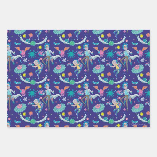 RICK EN MORTY™ | Onder geïnfecteerd celpatroon Inpakpapier Vel (Voorkant 3)