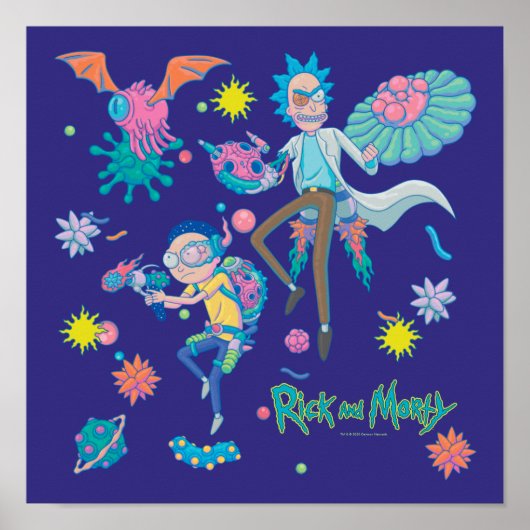 RICK EN MORTY™ | Onder geïnfecteerd celpatroon Poster (Voorkant)