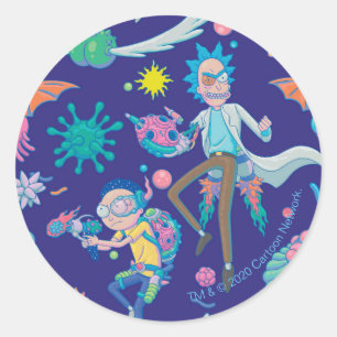 RICK EN MORTY™   Onder geïnfecteerd celpatroon Ronde Sticker