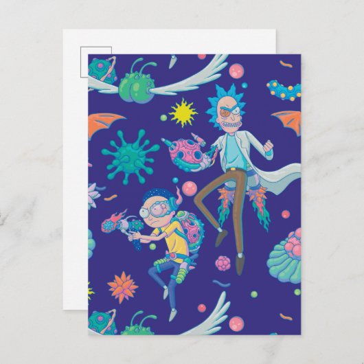 RICK EN MORTY™ | Onder geïnfecteerd celpatroon Uitnodiging Briefkaart (Voorkant / Achterkant)