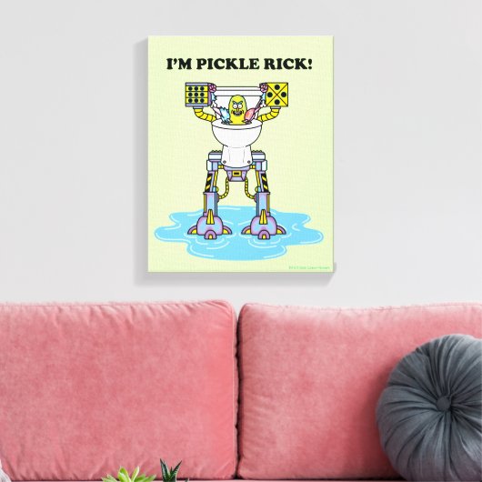 RICK EN MORTY™ | Pickle Rick Toilet Mech Canvas Afdruk (Insitu (Woonkamer))