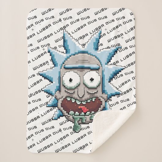 RICK EN MORTY™ | Pixelverse Rick Drooling Head Sherpa Deken (Voorkant)