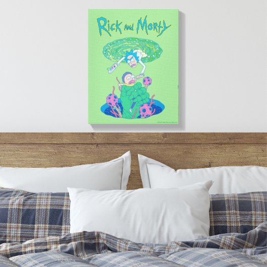 RICK EN MORTY™ | Poortredding Canvas Afdruk (Insitu (Slaapkamer))