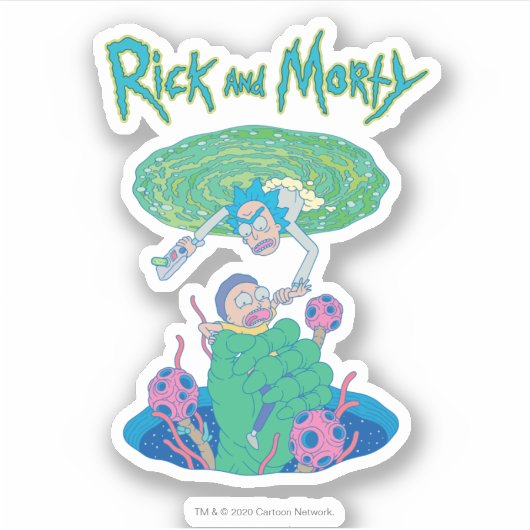 RICK EN MORTY™ | Poortredding Sticker (Voorkant)