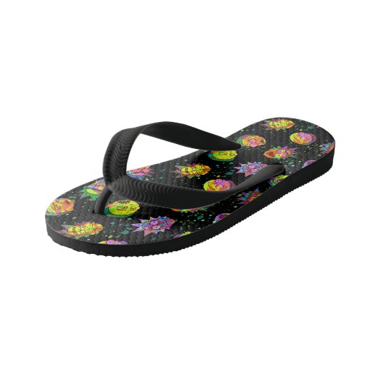 RICK EN MORTY™ | Psychedelic Swirl Pattern Kinder Teenslippers (Schuin)