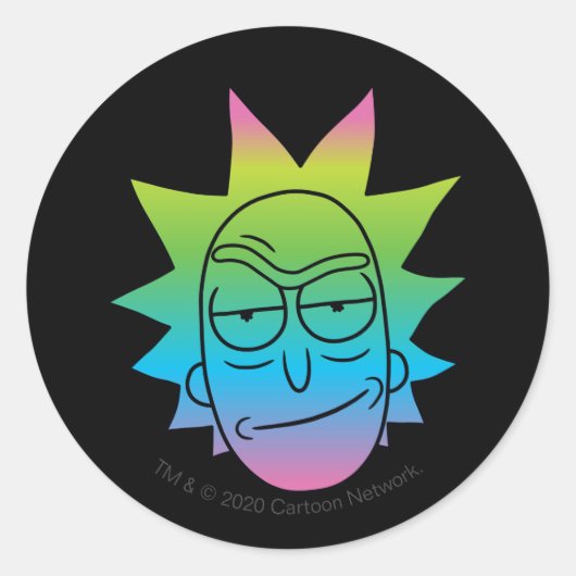 RICK EN MORTY™ | Rainbow Rick Head-patroon Ronde Sticker (Voorkant)
