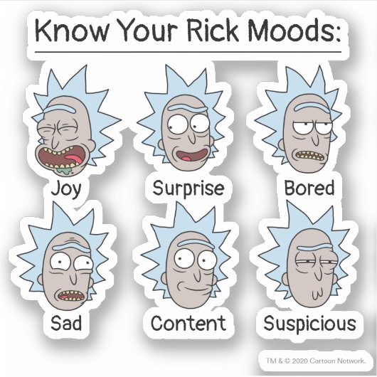 RICK EN MORTY™ | Rick's Moods Sticker (Voorkant)