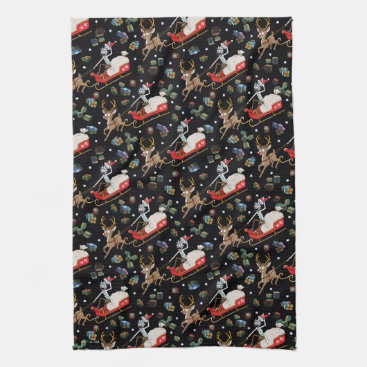 Rick en Morty | Slaappatroon met kerstrendieren Theedoek (Verticaal)