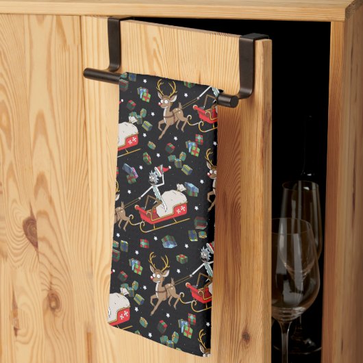 Rick en Morty | Slaappatroon met kerstrendieren Theedoek (Derde Gevouwen)