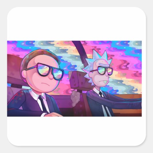 Rick en Morty Vierkante Sticker (Voorkant)