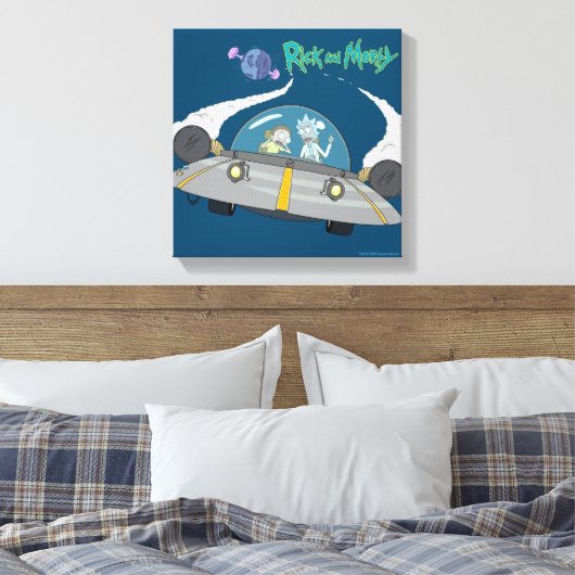 RICK EN MORTY™ | Vliegen in ruimtevaart Canvas Afdruk (Insitu (Slaapkamer))