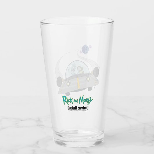 RICK EN MORTY™ | Vliegen in ruimtevaart Glas (Achterkant)