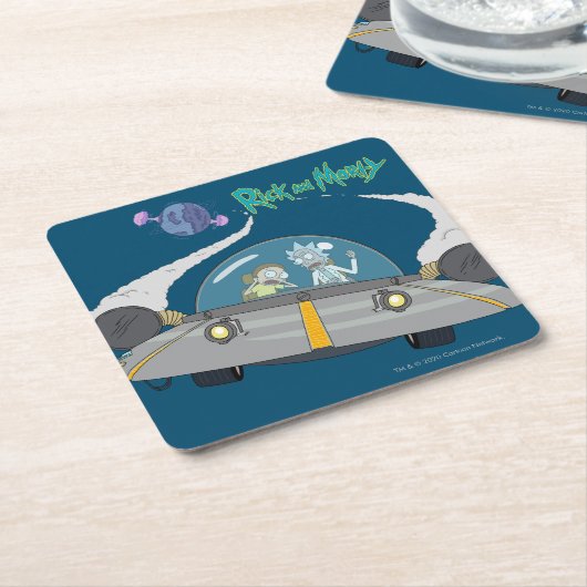 RICK EN MORTY™ | Vliegen in ruimtevaart Kartonnen Onderzetters (Schuin)