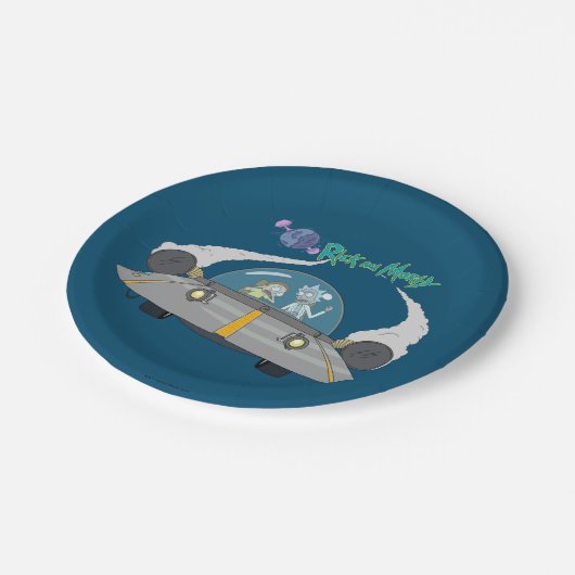 RICK EN MORTY™ | Vliegen in ruimtevaart Papieren Bordje (Gekanteld)