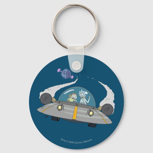 RICK EN MORTY™ | Vliegen in ruimtevaart Sleutelhanger (Voorkant)