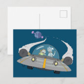 RICK EN MORTY™ | Vliegen in ruimtevaart Uitnodiging Briefkaart (Voorkant / Achterkant)