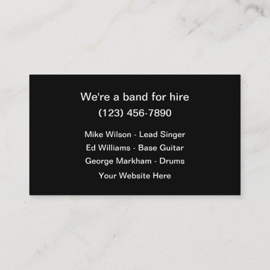 Rick en Roll Garage Band Visitekaartje (Achterkant)