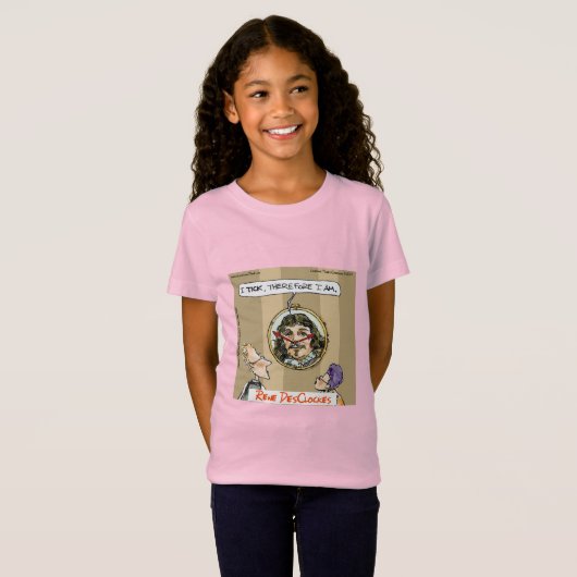 Rick Londen Cartoons Descartes Klok Comic T-shirt (Voorkant volledig)