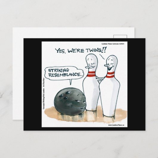 Rick Londen Cartoons Grappige Bowling Comic Briefkaart (Voorkant / Achterkant)