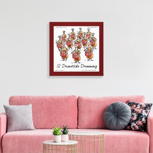 Rick London "12 Drumsticks Drumming" Kerstmis Canvas Afdruk (Insitu (Woonkamer))