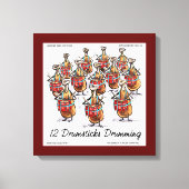 Rick London "12 Drumsticks Drumming" Kerstmis Canvas Afdruk (Voorkant)