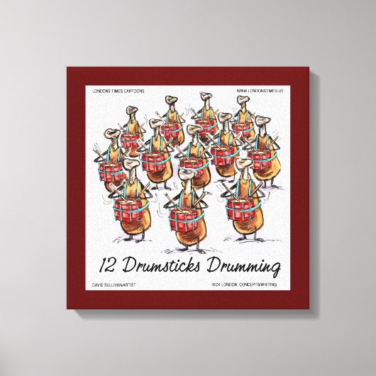 Rick London "12 Drumsticks Drumming" Kerstmis Canvas Afdruk (Voorkant)