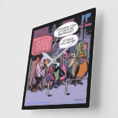 Rick London "Birds of a Feather" Funny Walllock Vierkante Klok (Hoek)