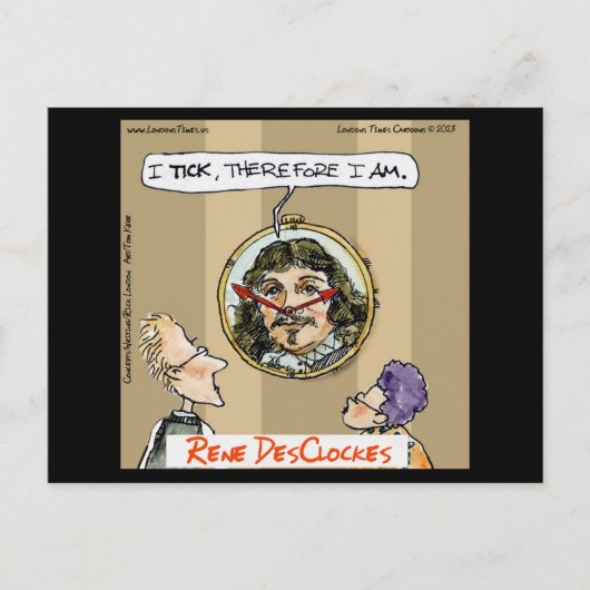 Rick London Cartoons Funny Descartes Briefkaart (Voorkant)