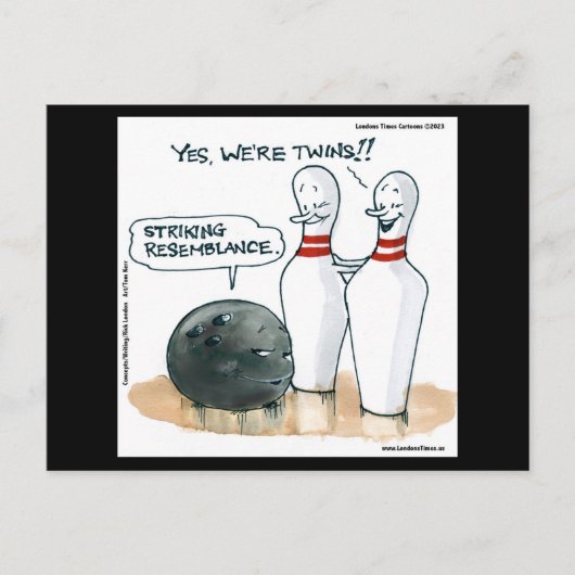 Rick London Cartoons Grappige Bowling Comic Briefkaart (Voorkant)