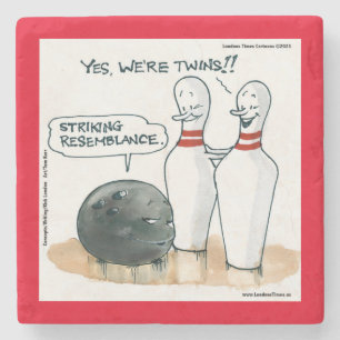 Rick London Cartoons Grappige Bowling Comic  Stenen Onderzetter