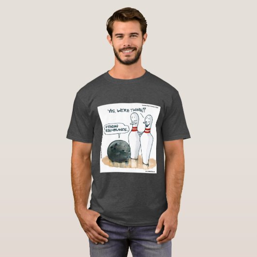 Rick London Cartoons Grappige Bowling Comic  T-shirt (Voorkant volledig)