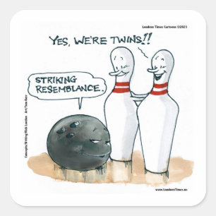 Rick London Cartoons Grappige Bowling Strip Vierkante Sticker