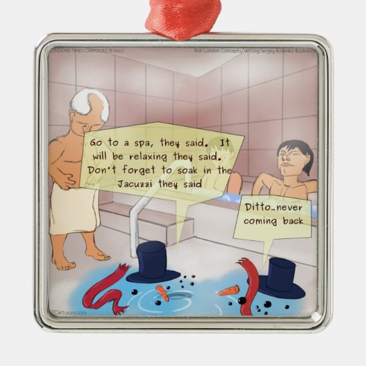 Rick London Comic Snowman Funny Gifts Metalen Ornament (Voorkant)