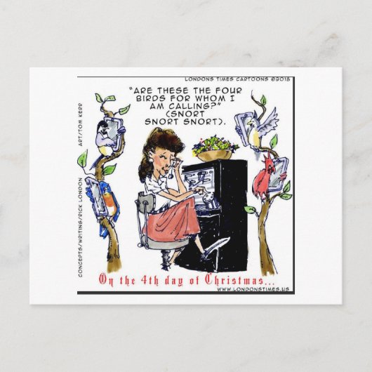 Rick London Ernestine Calling Birds Kerstmis Briefkaart (Voorkant)