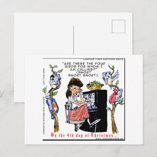 Rick London Ernestine Calling Birds Xmas Briefkaart (Voorkant / Achterkant)