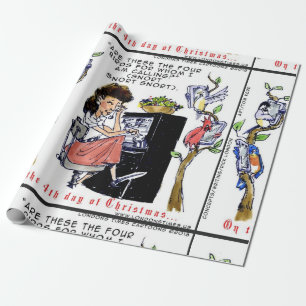 Rick London Ernestine Calling Birds Xmas Cadeaupapier