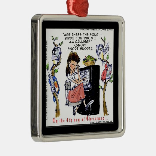 Rick London Ernestine Calling Birds Xmas Metalen Ornament (Rechts)