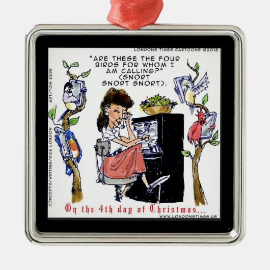 Rick London Ernestine Calling Birds Xmas Metalen Ornament (Voorkant)
