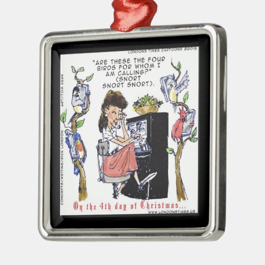 Rick London Ernestine Calling Birds Xmas Metalen Ornament (Links)