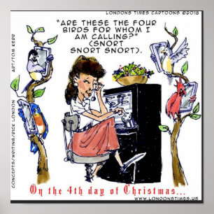 Rick London Ernestine Kerstvogels Kerstmis Poster